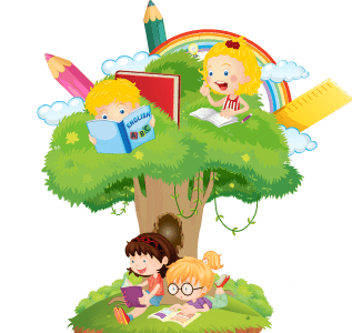 Kids sitting under a tree